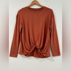 YOGASMOGA Long-sleeved round-neck blouse twist front yoga gim sport M